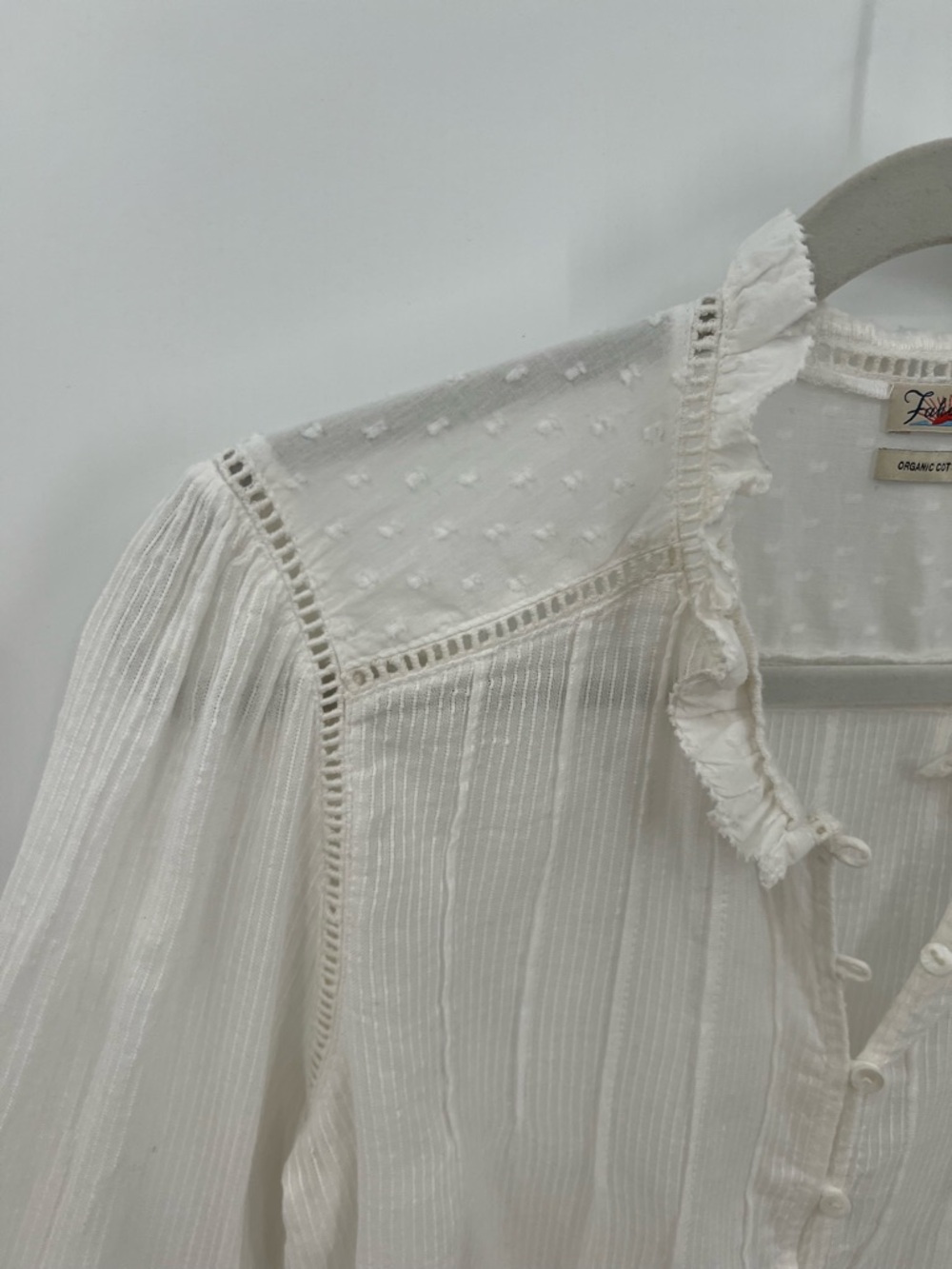 Faherty Willa White Ruffled Button-Front blouse - Picture 6 of 12